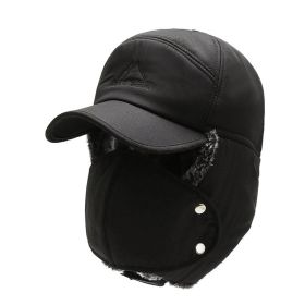 Winter Hat New Lei Feng Hat Men's Stylish Caps Warm Ear Protection Windproof Ear Protection Pilot Hat Baseball Cap (Color: Black, size: One Size)